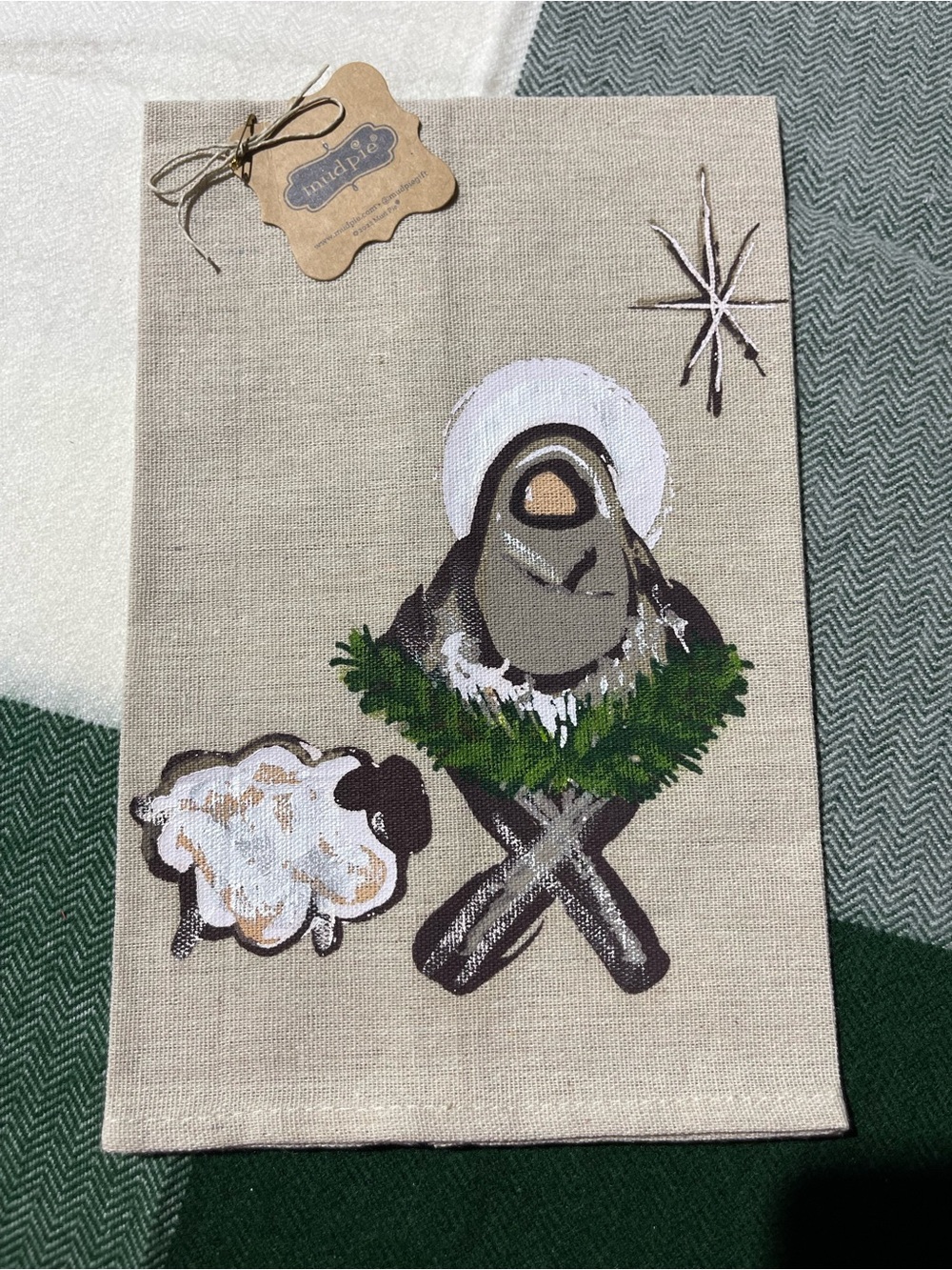 Mud Pie Baby Jesus Painted Linen Hand Towel